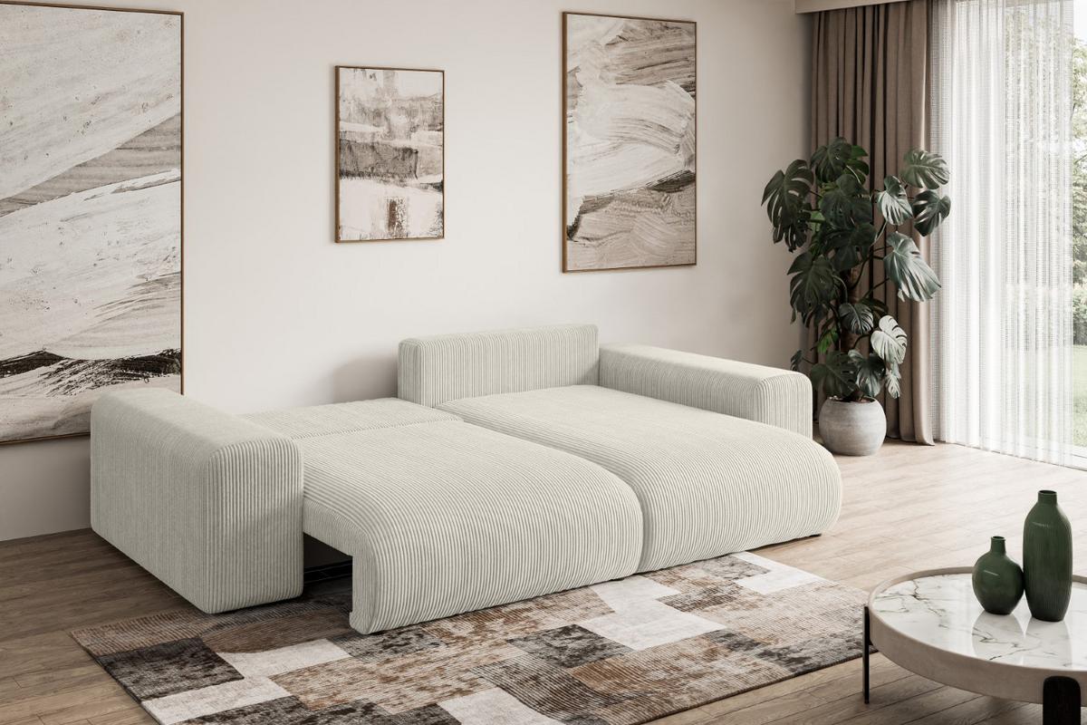 ECKSOFA Ottomane rechts ESKAR-L 266x176x72 Creme Cord - Ecru/Creme, Holzwerkstoff/Kunststoff (176/266cm) - ALTDECOR