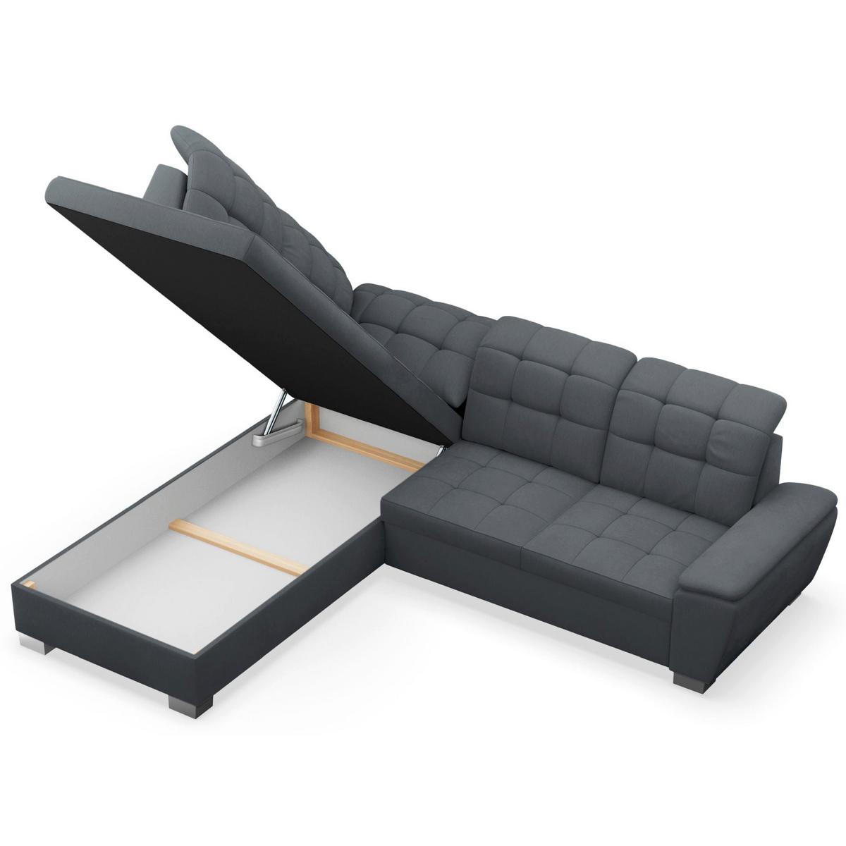 ECKSOFA Jamaal Dunkelgrau linksseitig - Dunkelgrau/Schwarz, Textil (258/212cm) - Selsey