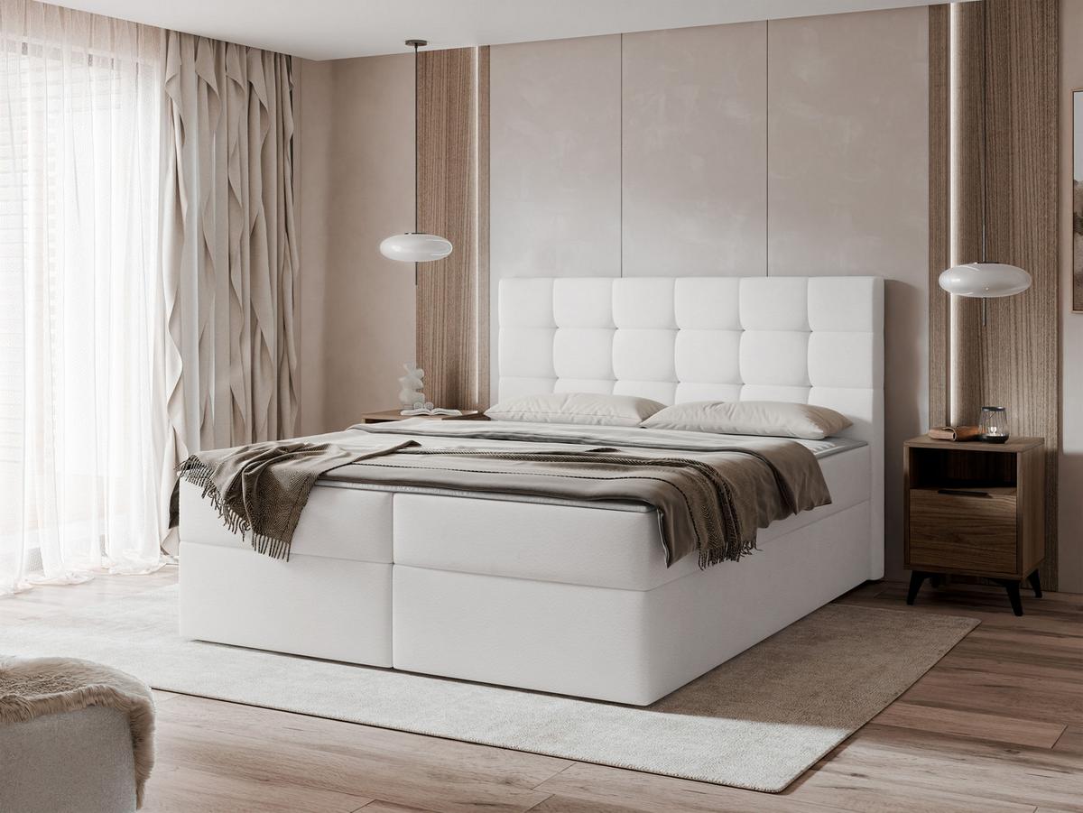 BOXBETT Luanda - H3 - Weiß, Holzwerkstoff/Textil (160/200cm) - MIRJAN24