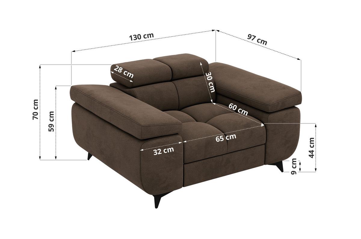 SESSEL NIDELLO - Braun Velvet - Schwarz/Braun, Textil/Metall (130/70/97cm) - MKS