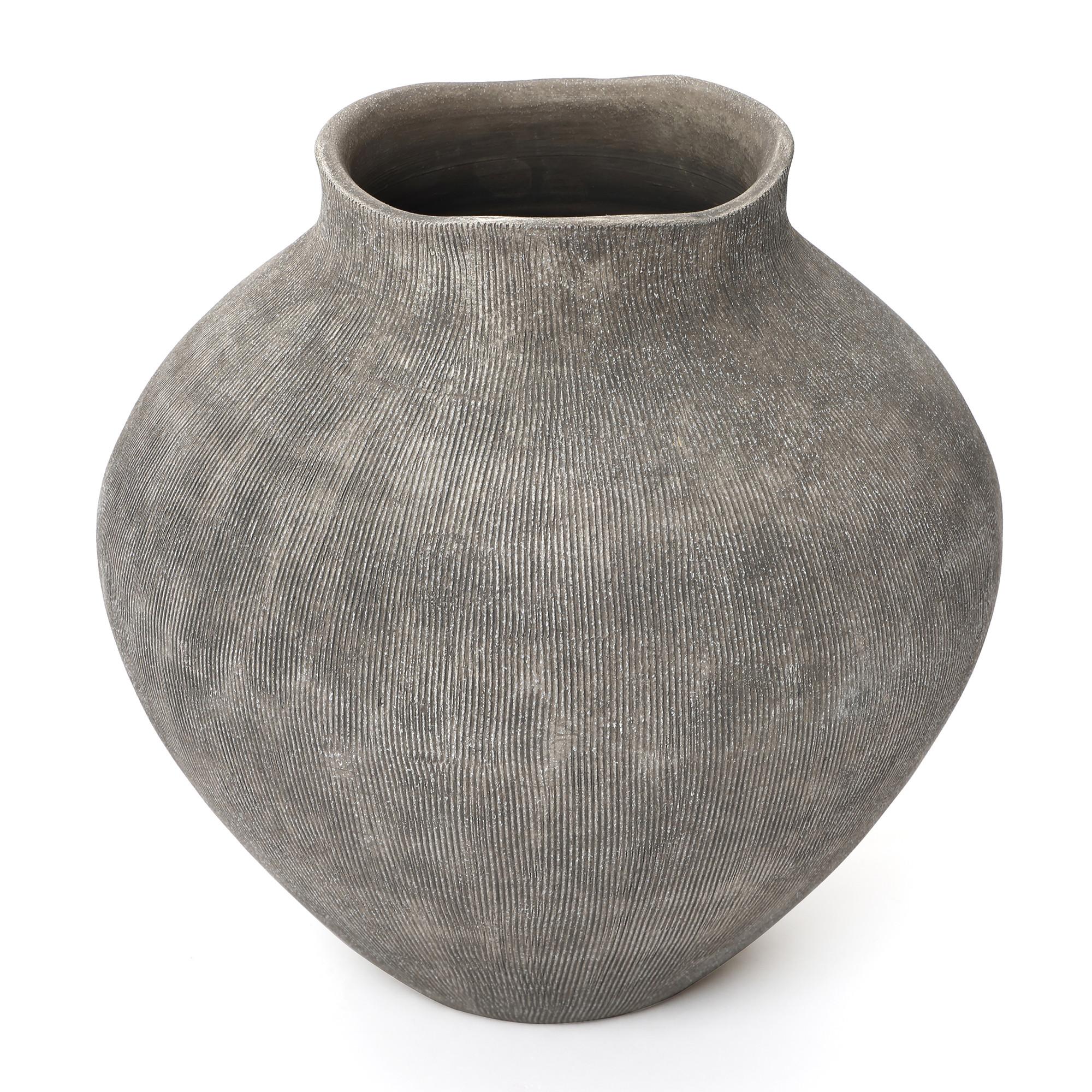 KERAMIKVASE rund, in Erdtönen, H 28 cm - Grau, Keramik (27.8cm) - Hometopia