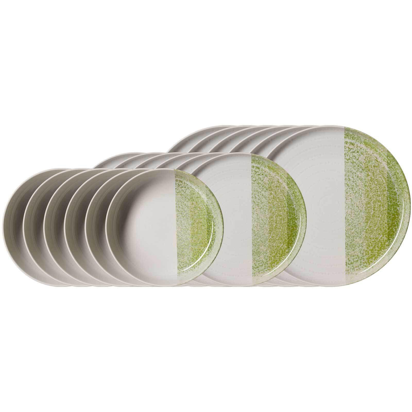 TELLER-SET Trio Grün 18-tlg. - Grün, Keramik (2/2/2cm) - Ritzenhoff Breker