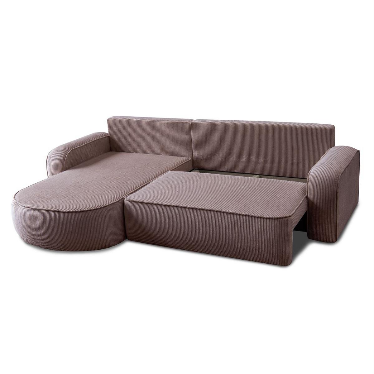 ECKSOFA VENUS mit Schlaffunktion und Bettkasten, Poso 27 - Rosa, Textil (275/178cm) - Lookway