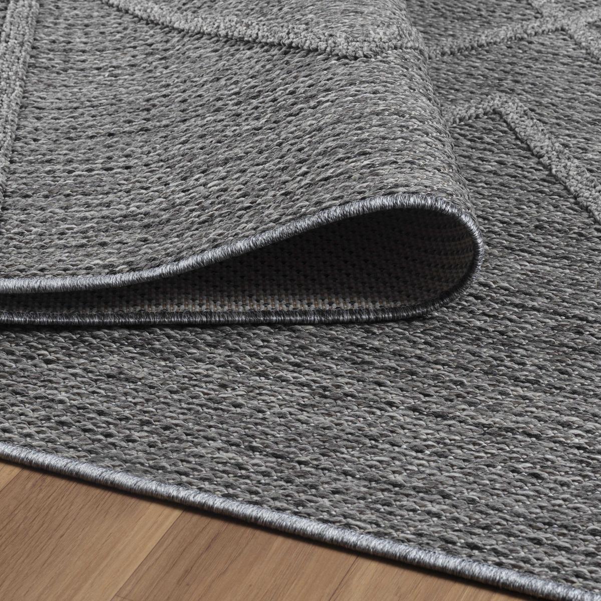 TEPPICH Outdoor IMST in Grau, im Boho-Stil, aus Polypropylen, 240 x 340 cm - Grau, Textil (340/240cm) - KADIMA DESIGN