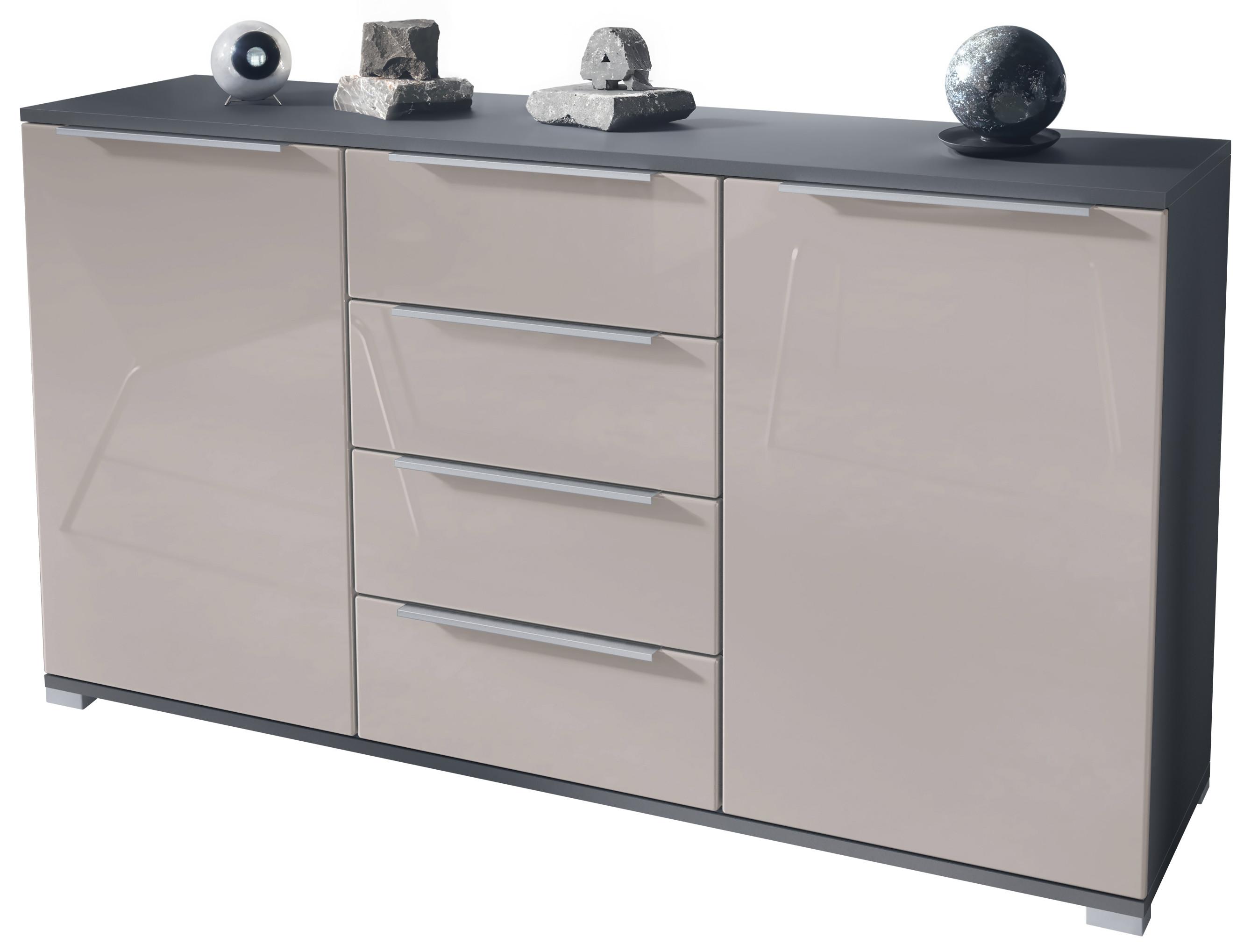 SIDEBOARD Linio Sandgrau Hochglanz - Sandfarben, Holzwerkstoff (138.5/75.5/35cm) - Vladon