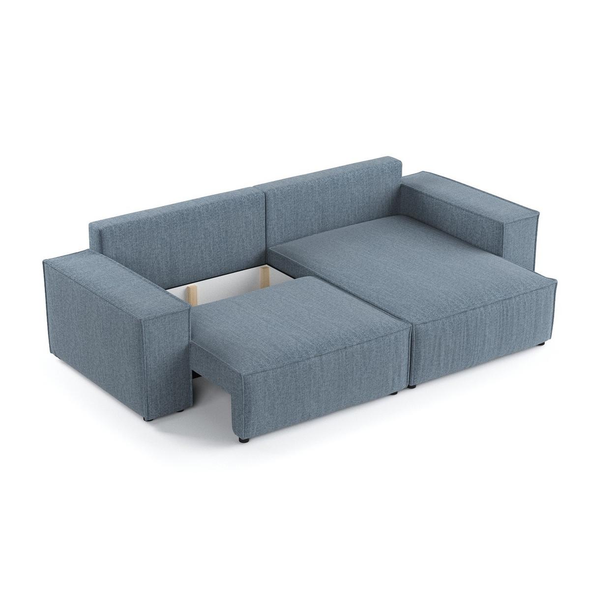 ECKSOFA CAVO mit Schlaffunktion Blaugrau im City Stoff - Blaugrau/Schwarz, Holz/Holzwerkstoff (255/148cm) - AltaBeds