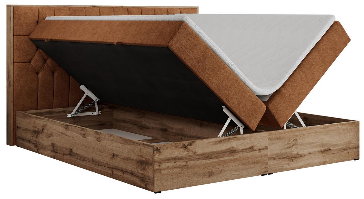 BOXBETT AMORE 140/200 Orange Struktur - H4 - Orange, Holz/Textil (140/200cm) - MKS