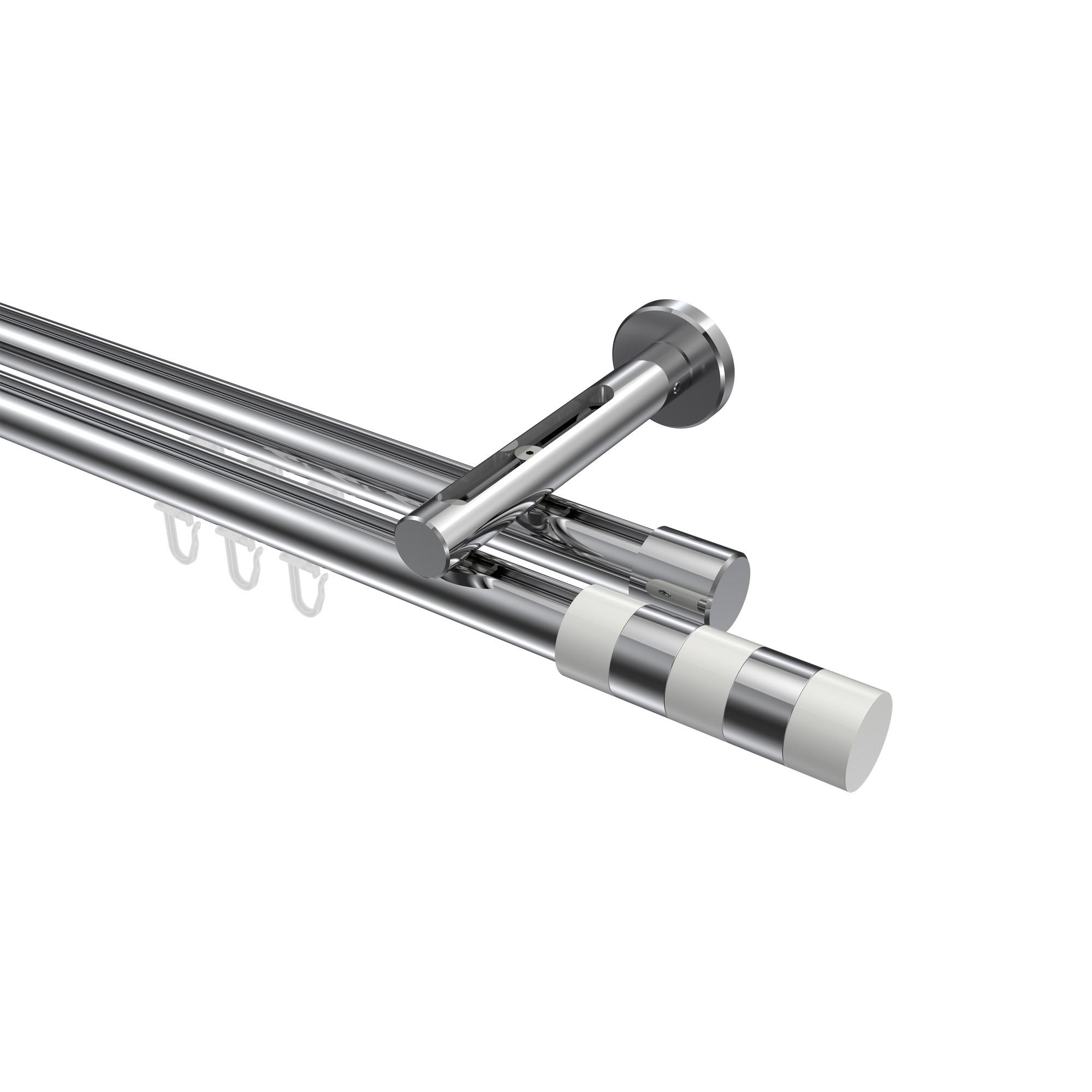 GARDINENSTANGE INNENLAUF Siteno Mavell 260 cm (geteilt in 2 x 130 cm), 2-läufig, 20 mm Ø Chrom - Chromfarben/Weiß, Metall (260cm) - INTERDECO