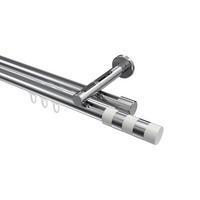 GARDINENSTANGE INNENLAUF Siteno Mavell 260 cm (geteilt in 2 x 130 cm), 2-läufig, 20 mm Ø Chrom - Chromfarben/Weiß, Metall (260cm) - INTERDECO
