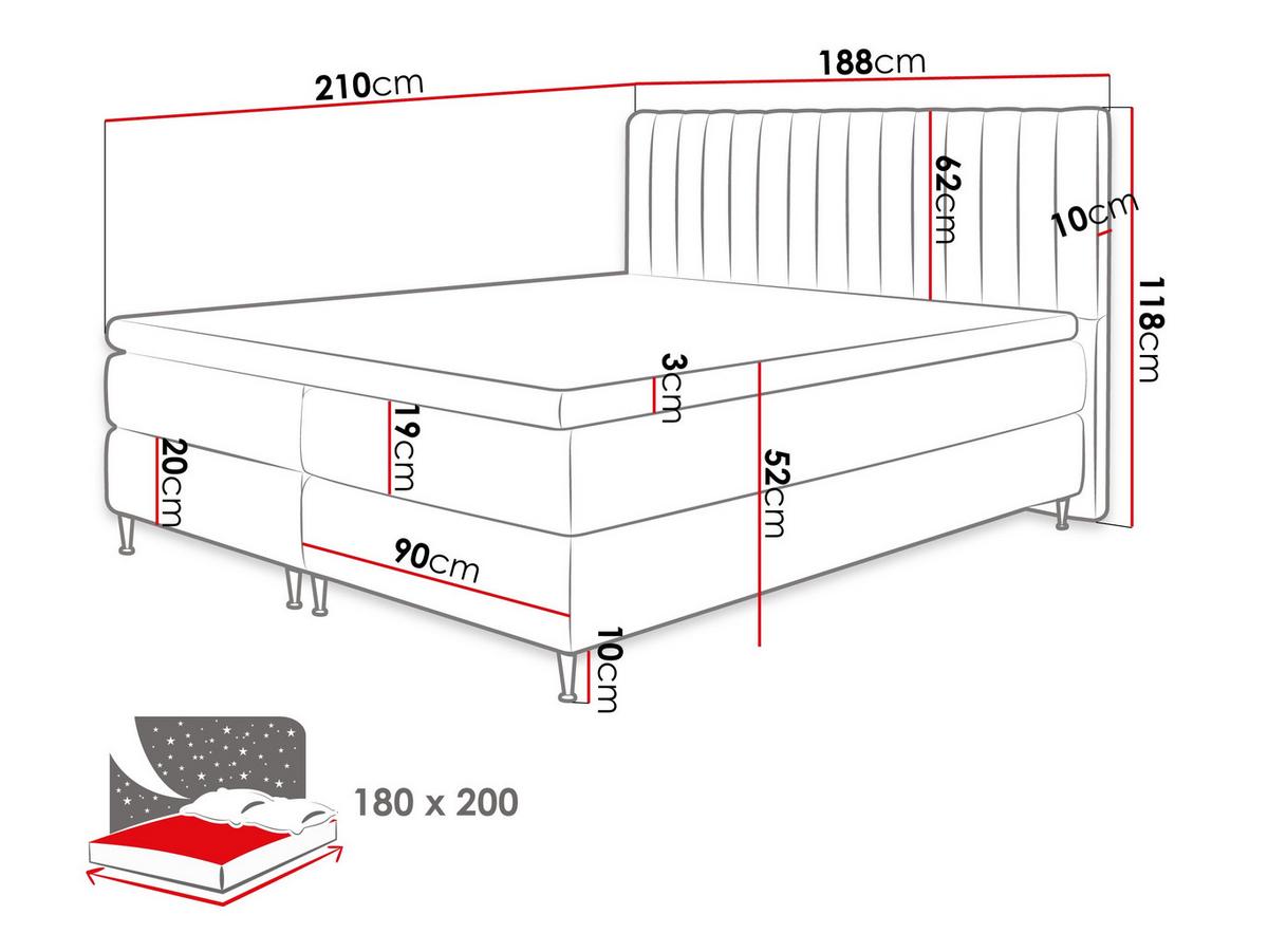 BOXBETT Elegance - H3 - Goldfarben/Grün, Holz/Textil (180/200cm) - MIRJAN24