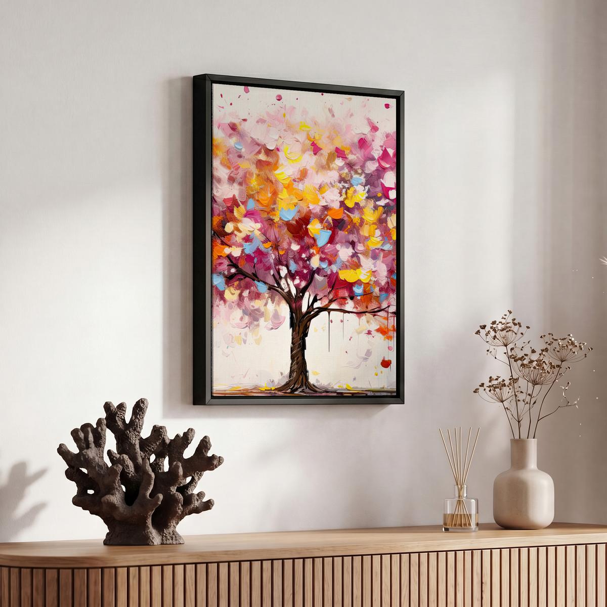 LEINWAND Bilder mit Rahmen - Aquarell - Baum - Kunst - Abstrakt - 20x30 - Multicolor, Textil (20/30cm) - MuchoWow
