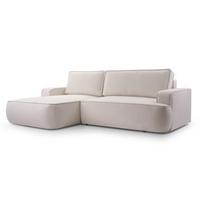 ECKSOFA L Form Ablia Creme 267/168/87 cm mit Schlaffunktion L - Creme/Schwarz, Kunststoff/Textil (168/267cm) - AX Living