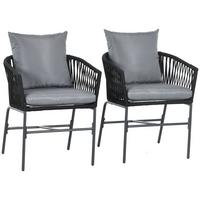 GARTENSTÜHLE 2er-Set, Stahl, Polyester, Schwarz - Schwarz, Metall (60/71/57cm) - Outsunny