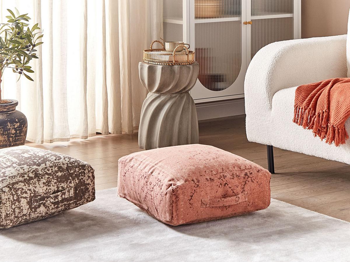 POUF Baumwolle Hellrot Shasa - Hellrot, Textil (50/20/50cm) - Beliani