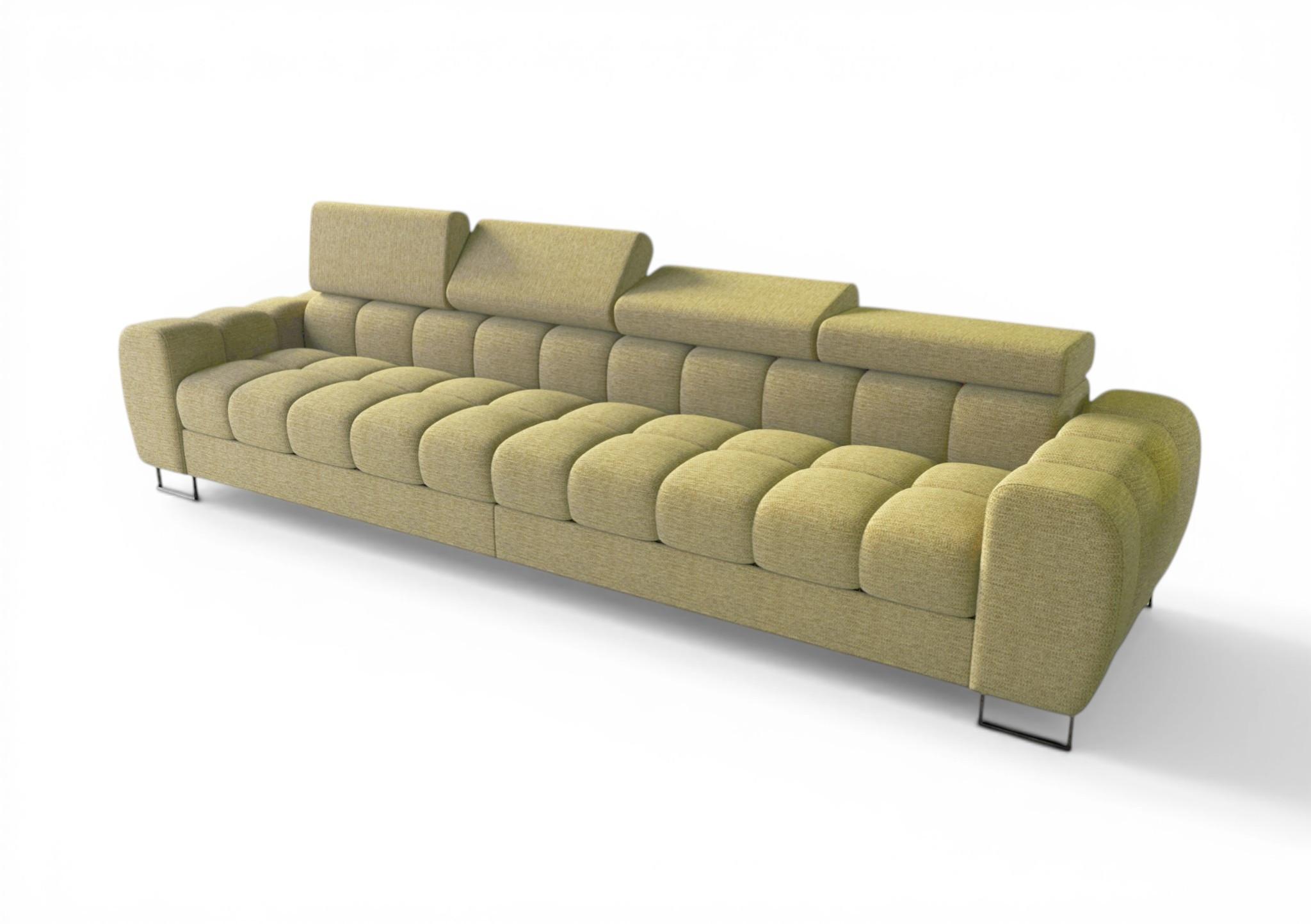 SOFA 4-sitzer Bastien In Stoff Aragon - Hellgrün, Holzwerkstoff/Textil (335/95/97cm) - Fun Möbel