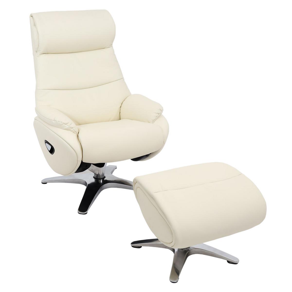RELAXSESSEL MIT HOCKER Cremeweiß - Creme/Weiß, Textil (117/110/77cm) - MCW