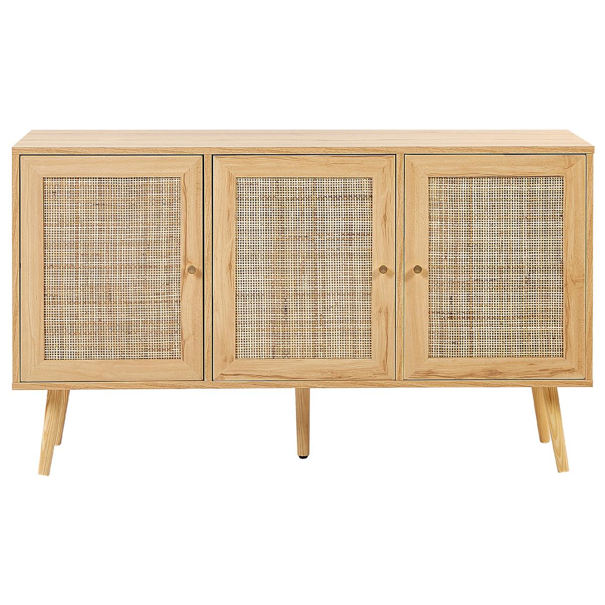 SIDEBOARD Heller Holzfarbton Perote - Hellbraun/Goldfarben, Naturmaterialien (120/71/40cm) - Beliani