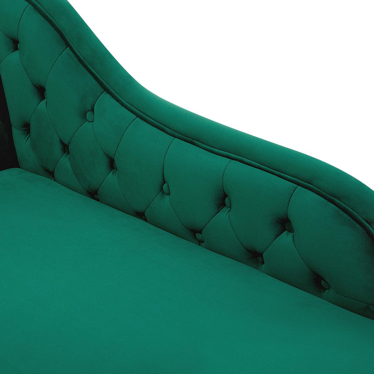 CHAISELONGUE Samtstoff grün linksseitig Nimes - Schwarz/Grün, Textil (170/79/61cm) - Beliani