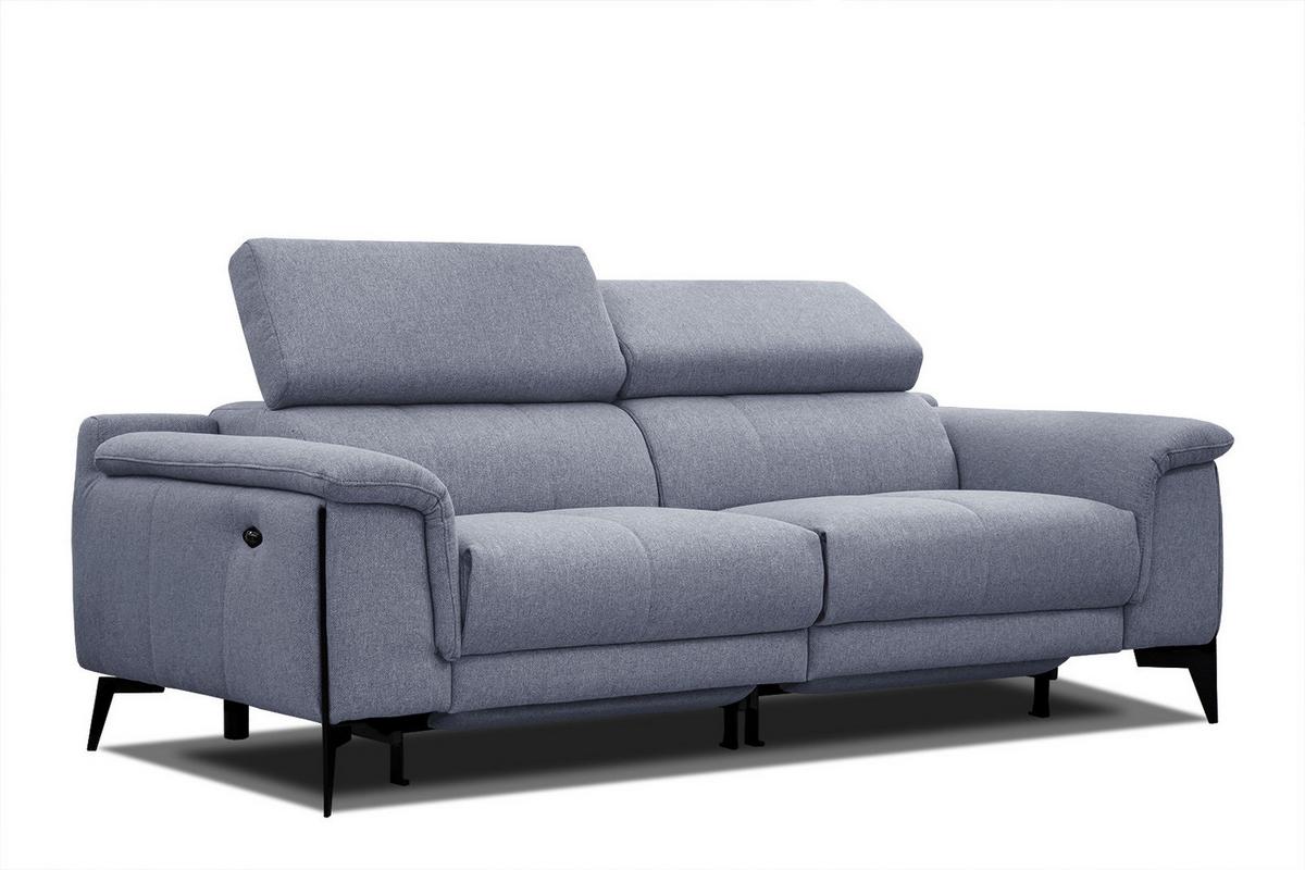 RELAXSOFA MATERA 3-Sitzer mit 2 Relaxfunktionen, hellblau - Schwarz/Hellblau, Holzwerkstoff/Textil (212/82/103cm) - Wozimo