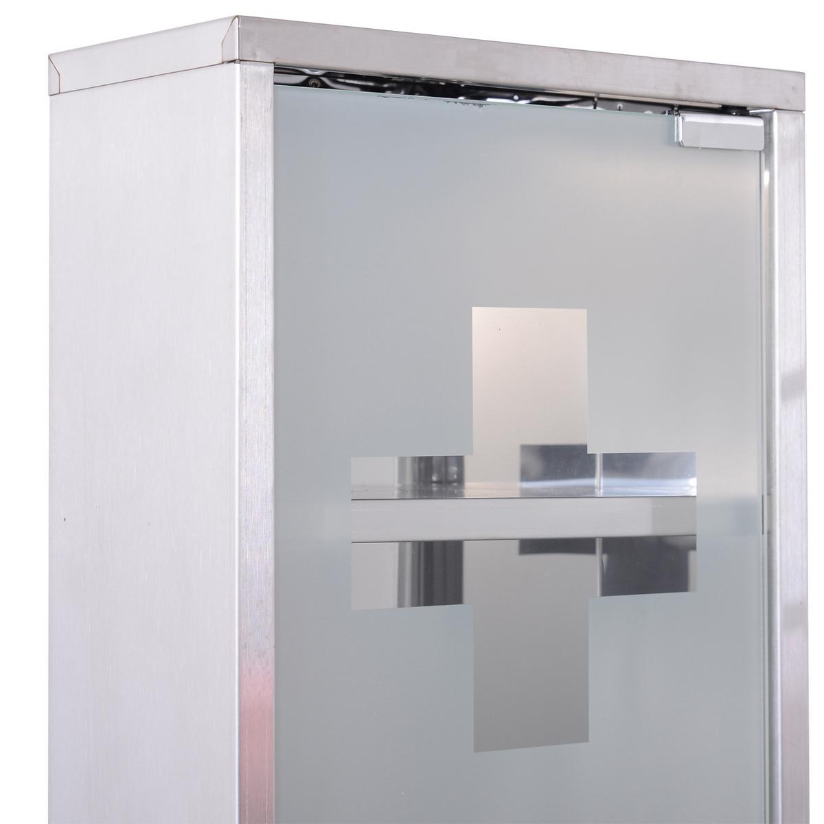 MEDIZINSCHRANK Arzneischrank Erste-Hilfe-Schrank mit Schloss 3 Fächer Stahl - Silberfarben, Glas (12/48/25cm) - HOMCOM