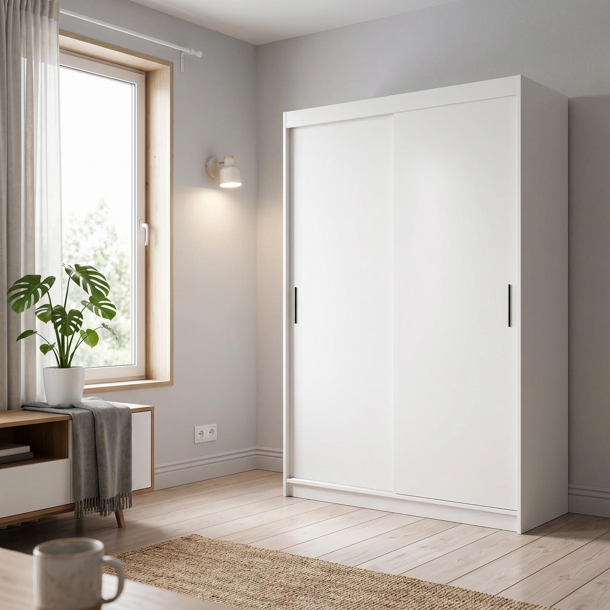 SCHWEBETÜRENSCHRANK TELA 180/205/60cm 2-türig Weiß - Weiß, Holzwerkstoff (180/205/60cm) - MASSENO
