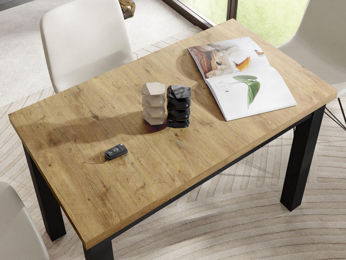 ESSTISCH Arden rechteckig, Eiche Hell Braun 100/60/73 cm - Eichefarben/Schwarz, Holz/Holzwerkstoff (60/100/73cm) - WFL GROUP