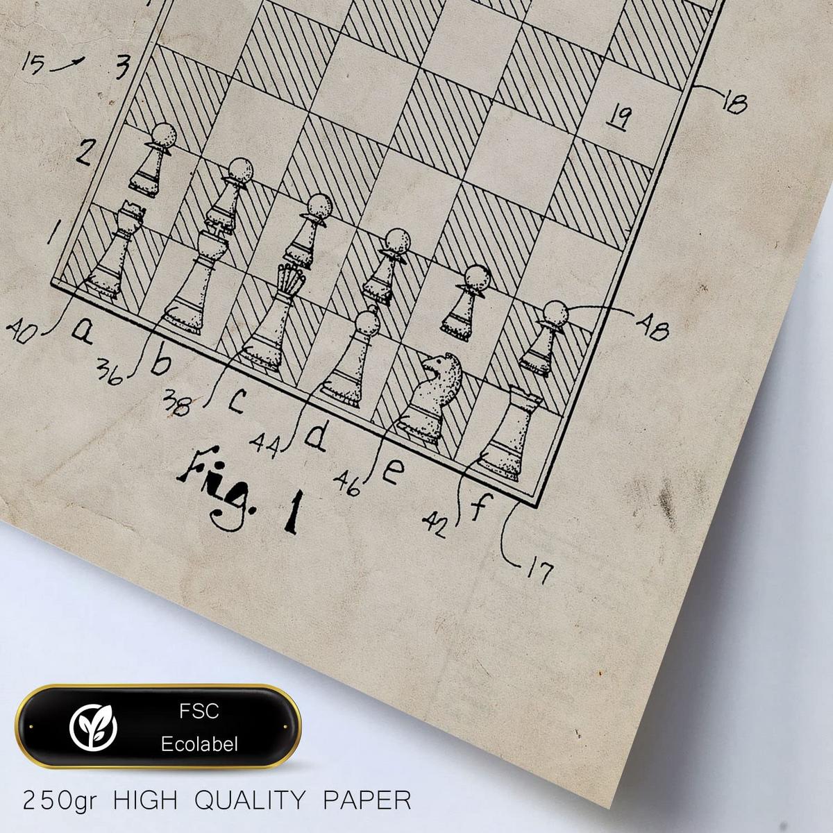POSTER Set Mit 6 Plakaten Mit Brettspiel Patenten Im Vintage Stil A3 & A4 Weißer Rahmen - Weiß, Papier (29/3cm) - Nacnic