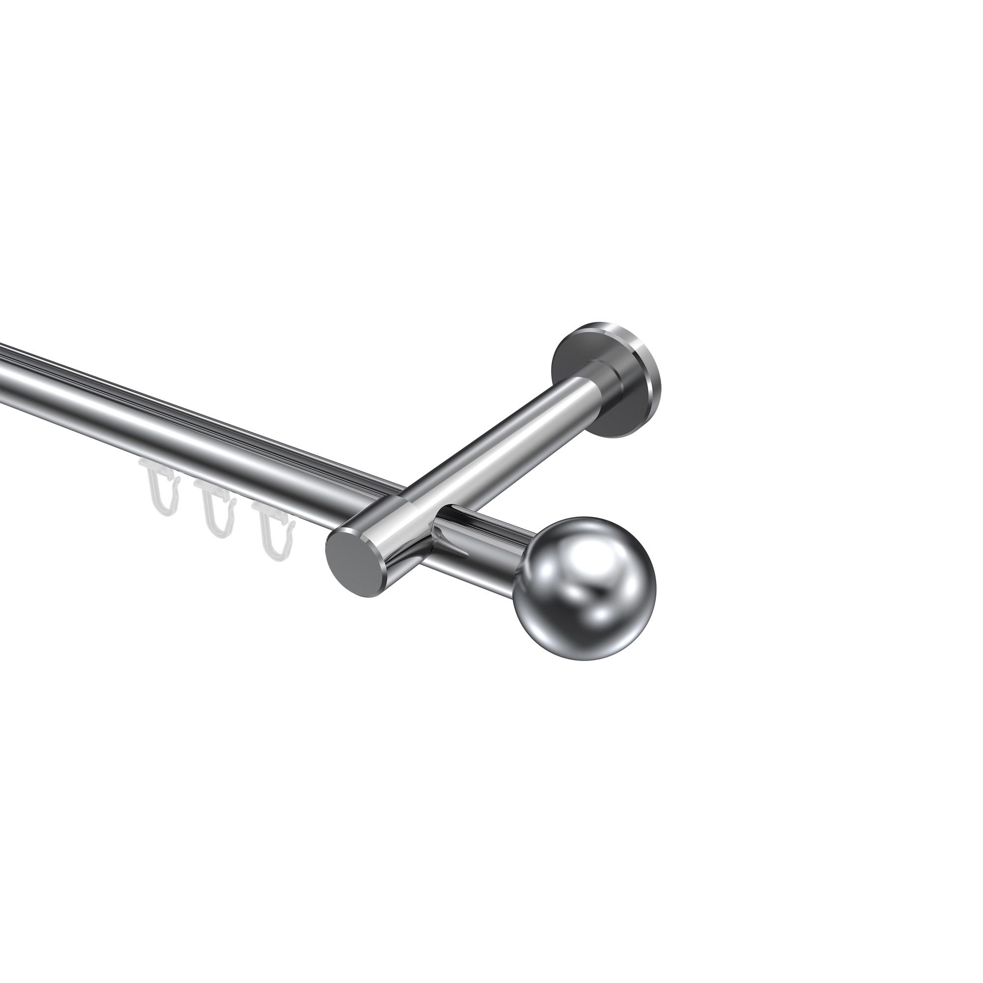 GARDINENSTANGE INNENLAUF Prestige Luino 280 cm (geteilt in 2 x 140 cm), 1-läufig, 20 mm Ø Chrom - Chromfarben, Metall (280cm) - INTERDECO
