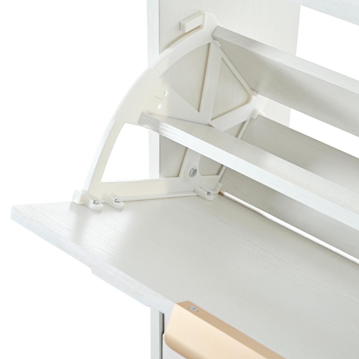 SCHUHSCHRANK mit 3d-strukturfront & 4 klappfächern - Weiß, Holzwerkstoff (105/90/24cm) - Urban Meuble