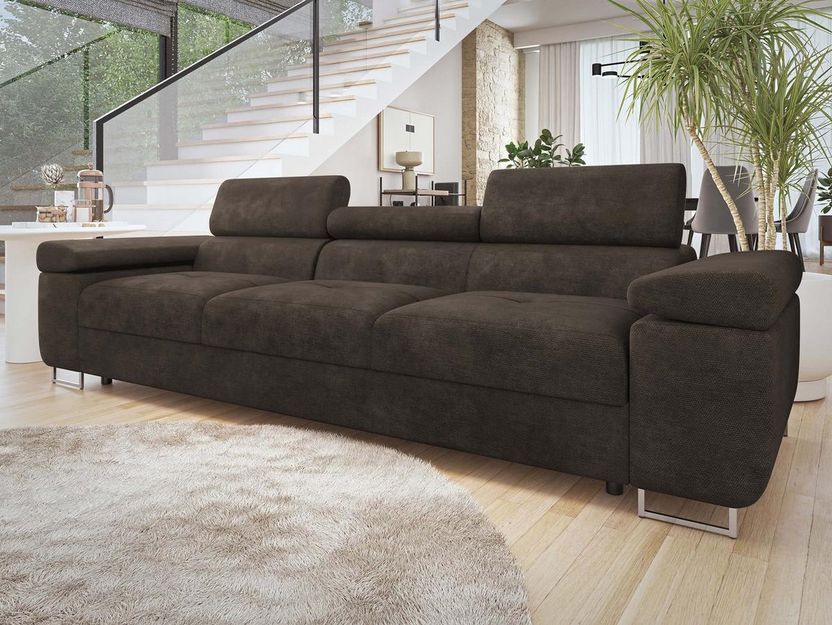 SOFA Torezio 3 - Dunkelbraun, Holz/Textil (263/90/102cm) - MIRJAN24