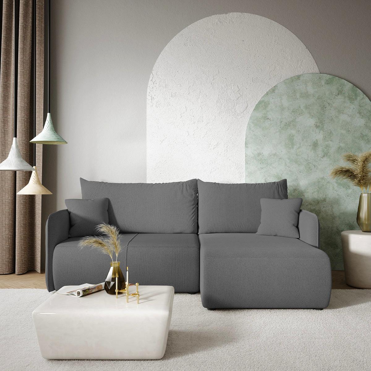 ECKSOFA Claudio 3 Sitzplätze Dunkelgrau - Grau, Holz (207/148cm) - Petits-meubles