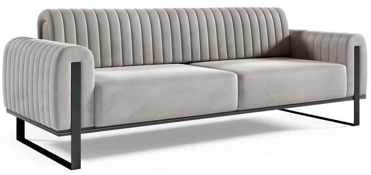 SOFA Parissa 228 cm - Hellgrau/Schwarz, Textil/Metall (228/79/92cm) - Selsey