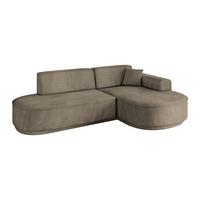 ECKSOFA Ottomane Rechts MARI-L1-v3 - 243x171x83 cm Dunkelbraun Velours - Dunkelbraun/Schwarz, Holzwerkstoff/Kunststoff (171/243cm) - ALTDECOR