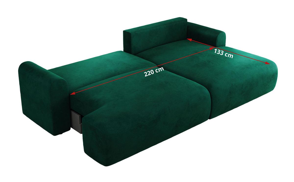 ECKSCHLAFSOFA TONO L Dunkelgrün Velvet - rechts - Dunkelgrün/Schwarz, Kunststoff/Textil (150/260cm) - MKS