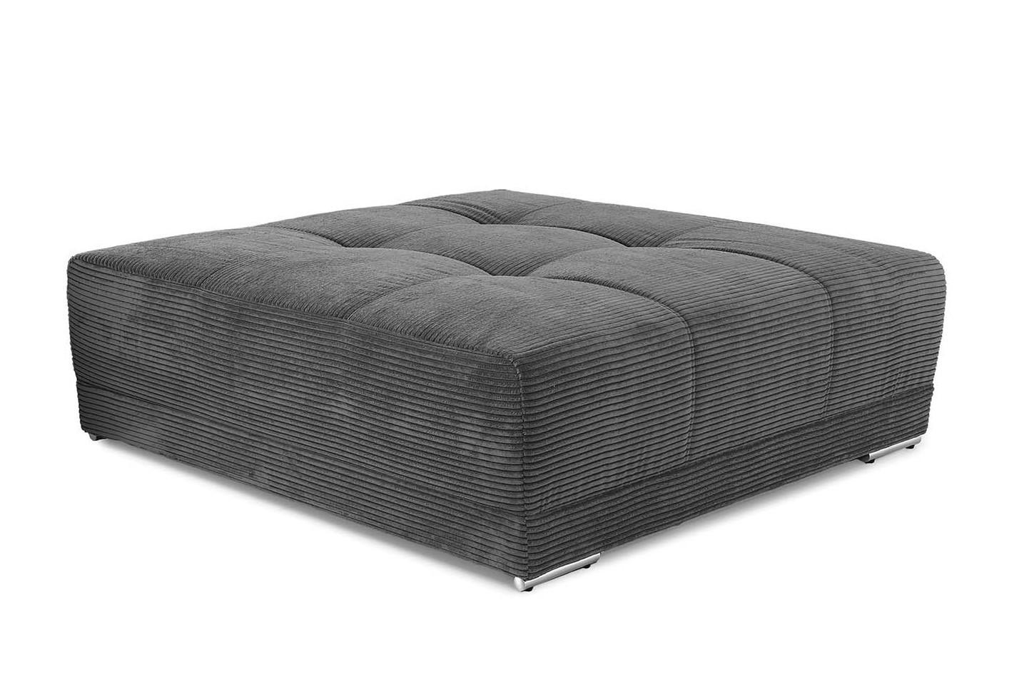 POLSTERHOCKER XXL Federkern B120/T120/H39 cm (passend zum BIG-SOFA) Cord Dunkelgrau / 15175 - Chromfarben/Schieferfarben, Textil/Metall (120/39/120cm) - luma-home
