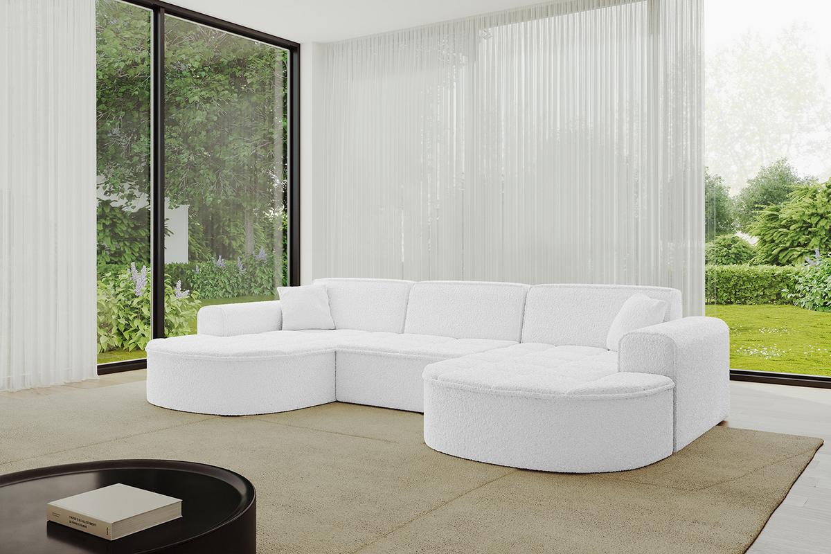 WOHNLANDSCHAFT TARO-U1 - 303x171x79,5 cm Weiß - Weiß, Holzwerkstoff/Textil (303/79.5/171cm) - ALTDECOR