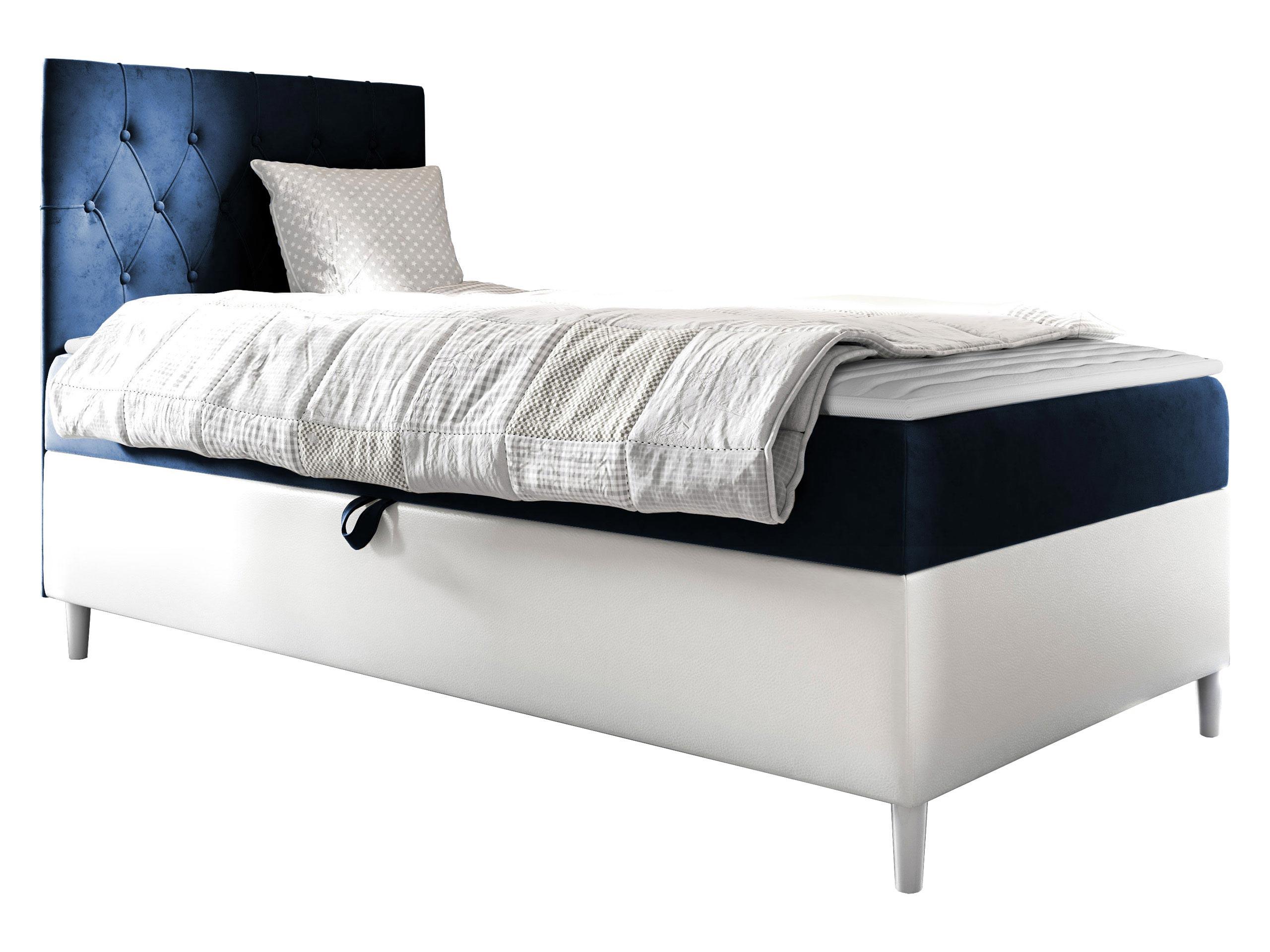 BOXBETT Filip Junior 1, Seite zum Öffnen des Bettkastens: Links - H3 - Blau/Weiß, Holz (90/200cm) - MIRJAN24