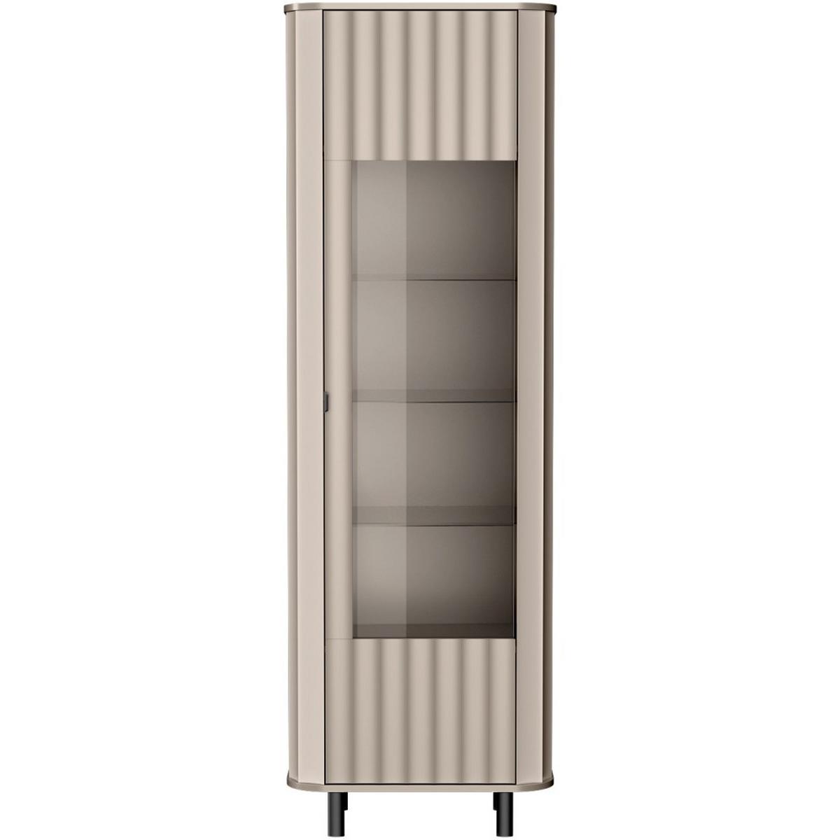VITRINE Nevada mit 6 Einlegeböden 65 cm Taupe - Taupe/Schwarz, Holzwerkstoff/Metall (65/200/41cm) - Beautysofa