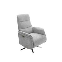 TV-RELAXSESSEL elektrisch mit Massage-/Heizfunktion, zweimotorische Verstellung B74/T89/H108 cm, Chenille-Bezug Grau /15600 - Schwarz/Grau, Textil/Metall (74/108/89cm) - luma-home
