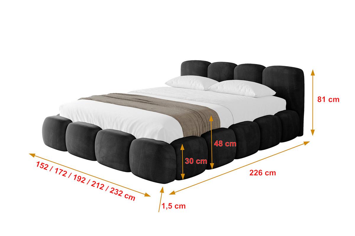 POLSTERBETT mit Bettkasten und Lattenrost, Bett mit Matratze H3/H4 - KALA-v1 180x200 Schwarz - Schwarz, Holzwerkstoff/Textil (180/200cm) - ALTDECOR