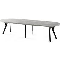 ESSTISCH Twixy XXL groß rund oval ausziehbar, Grauer Beton 100-300/100/76 cm - Hellgrau/Schwarz, Holz/Holzwerkstoff (100/300/76cm) - WFL GROUP