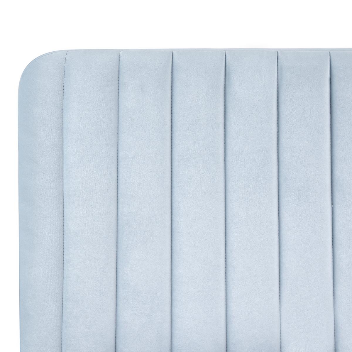 BETT mit Lattenrost 180/200 cm Samtstoff Hellblau Lunan - Hellblau, Textil (180/200cm) - Beliani