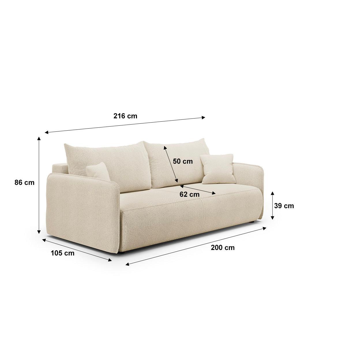 SOFA Claudio 3 Sitzplätze Beige - Beige, Holz (216/86/105cm) - Petits-meubles