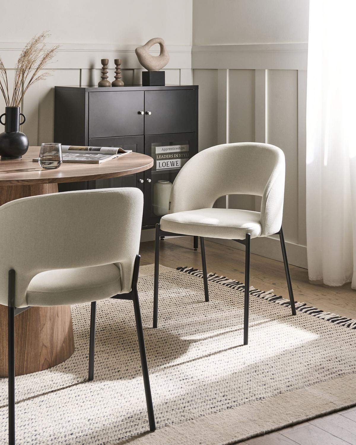 ESSZIMMERSTUHL 2er-Set Stoff Hellbeige Penny - Beige, Textil (46/76/50cm) - Beliani