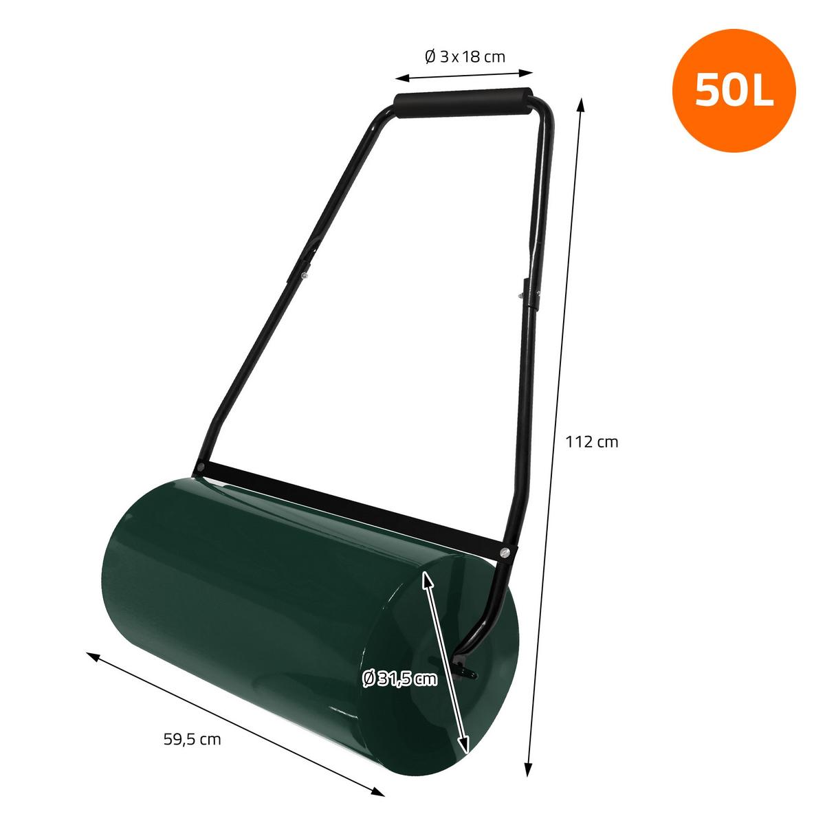 RASENWALZE befüllbar 50 Liter Grün aus Stahl - Grün, Metall (60/112/31.5cm) - ECD-Germany