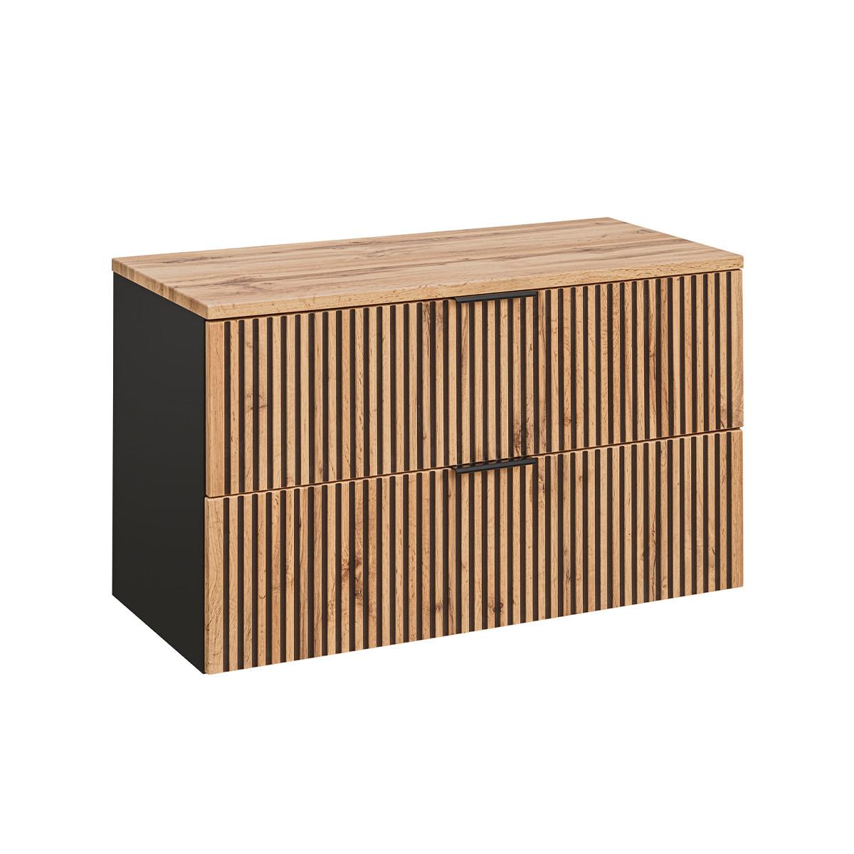 WASCHTISCH 100.6cm Gaia Holz in Eichenoptik und Schwarz - Schwarz, Holzwerkstoff (100.6/59/46cm) - Petits-meubles