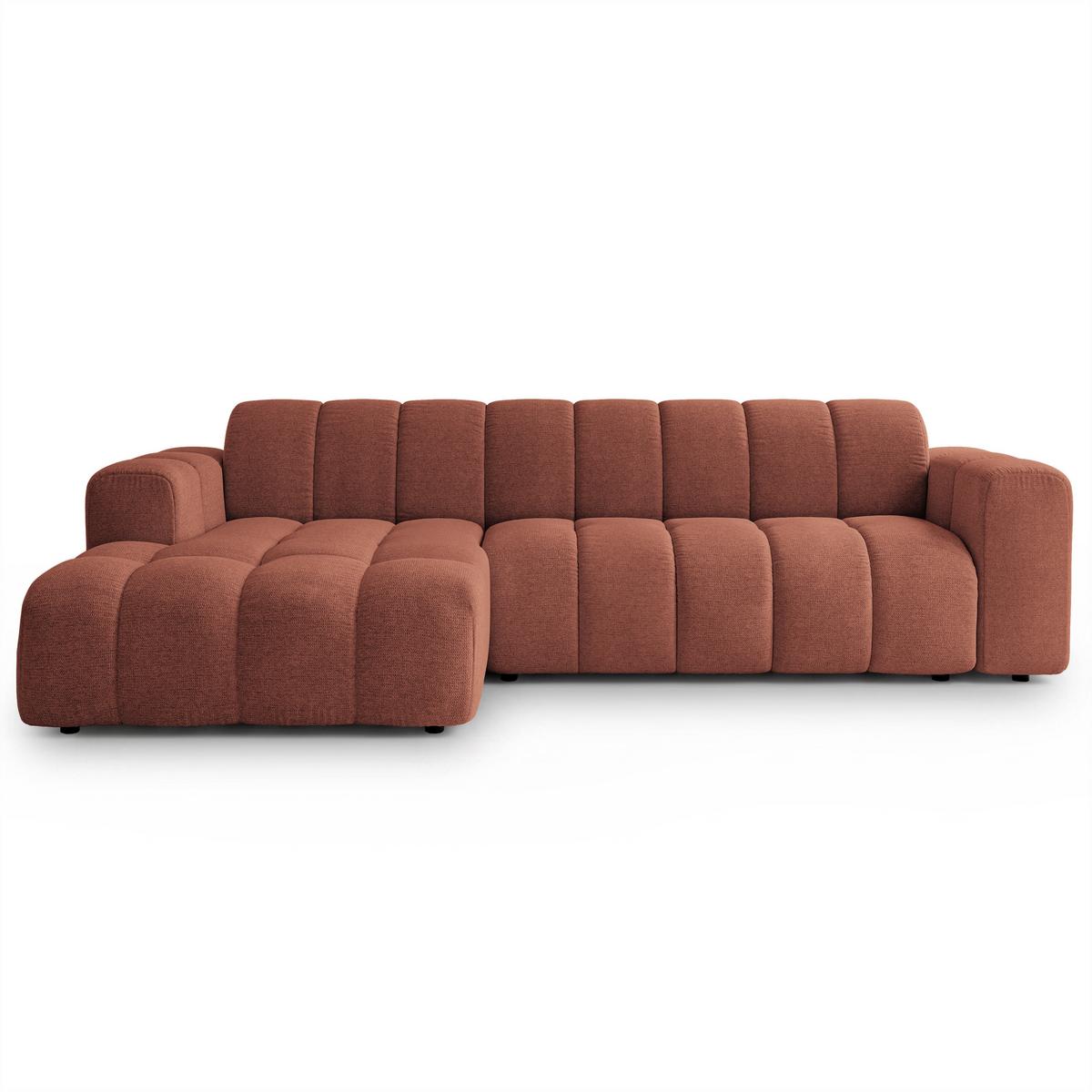 ECKSOFA SETIA Orange Strukturstoff mit Schlaffunktion - Orange, Holz (304/165cm) - MASSENO