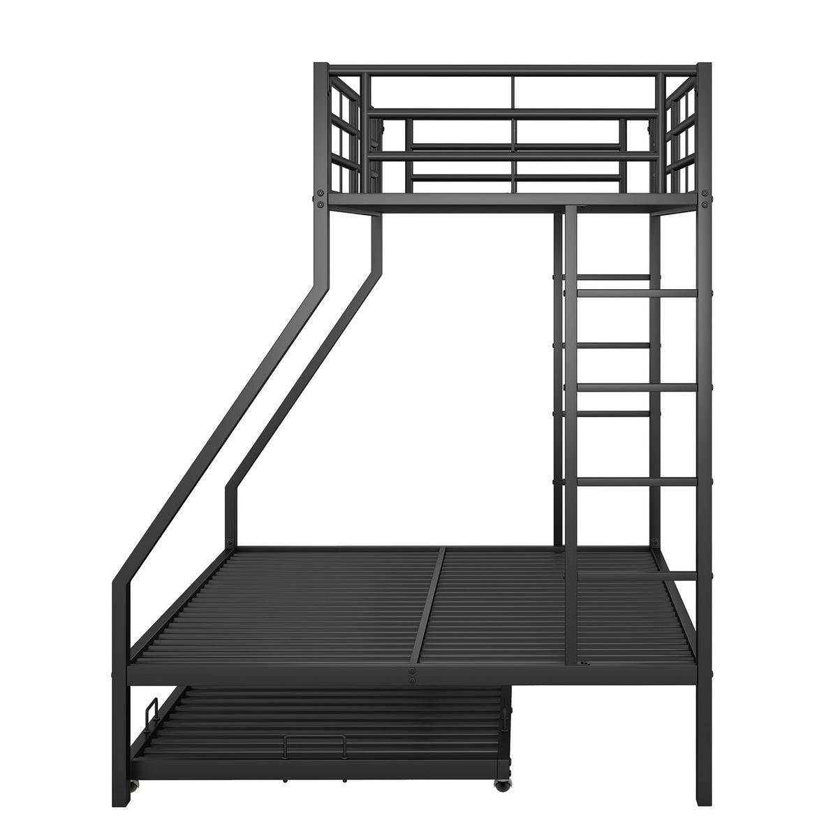 ETAGENBETT metall schwarz 90x200cm mit ausziehbett - Schwarz, Metall (90/200cm) - Urban Meuble