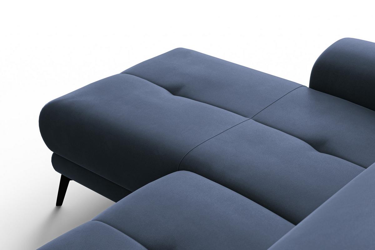ECKSOFA FIERO 4-Sitzer LINKS, Marineblauer Veloursstoff - Blau/Schwarz, Holz/Textil (288/170cm) - Courtois Laville