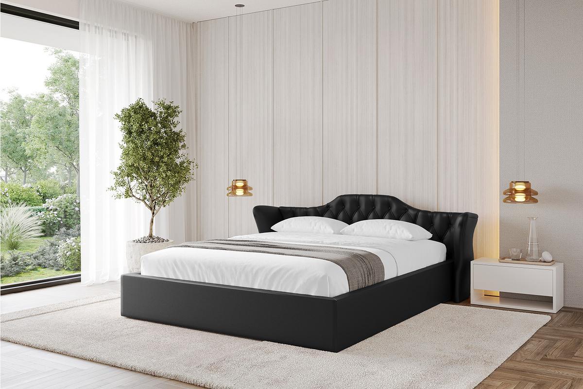 POLSTERBETT mit Bettkasten und Lattenrost, Boxbett ohne Matratze - ZORAN-V1 120x200 Schwarz Kunstleder - Schwarz Hochglanz, Holzwerkstoff/Textil (120/200cm) - ALTDECOR